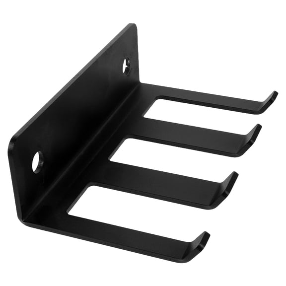 Alasum Vertical Wall Mounted Barbell Rack Black Gym Holder with Three Squat Hooks for Organized Storage
