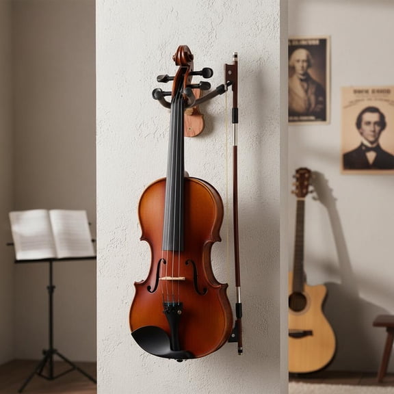 Alasum Violin Wall Hanger with Wood Base and Gently Padded Support for Home and Practice Use