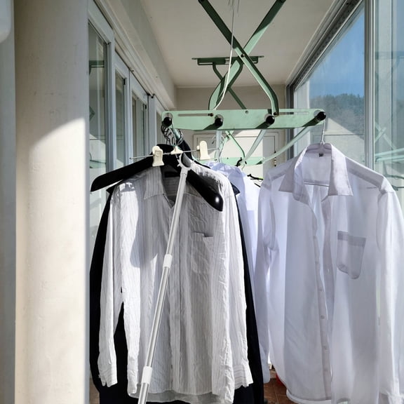 Alasum White Alloy Clothes Drying Rod for Indoor Use with Convenient Adjustable Features