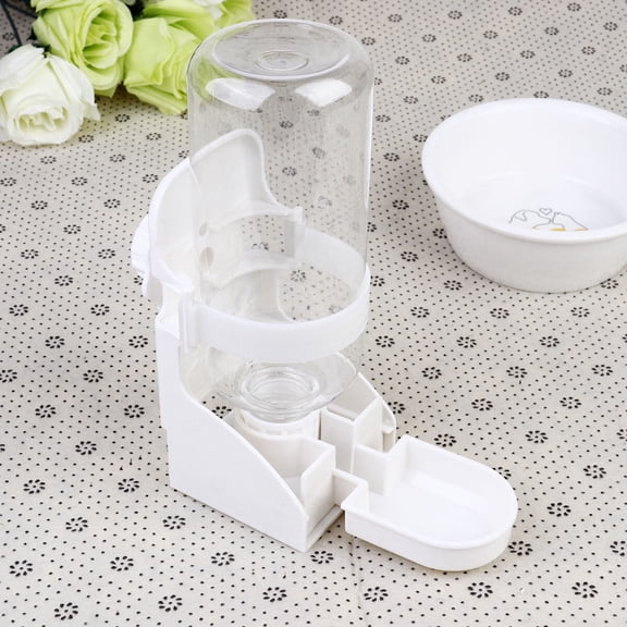Alasum White Plastic Automatic Pet Drinking Feeder Leakproof Water Container Screw Mounted