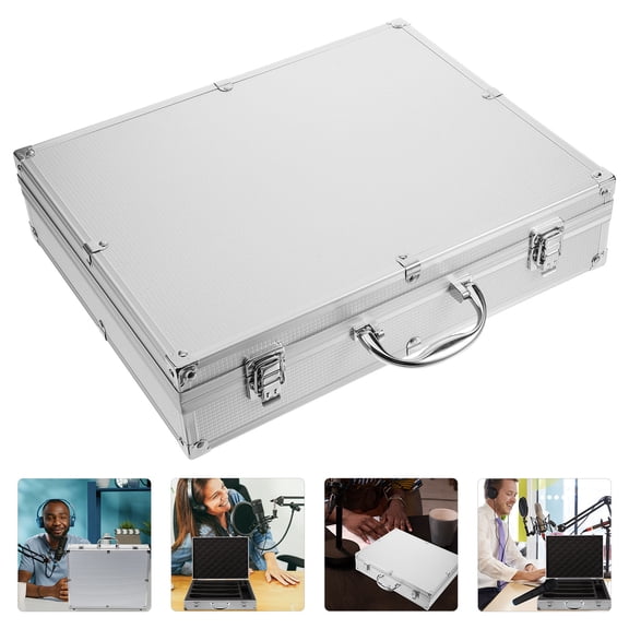 Alasum White Portable Microphone Carrier Hard Box with Handle Storage Organizer for Outdoor