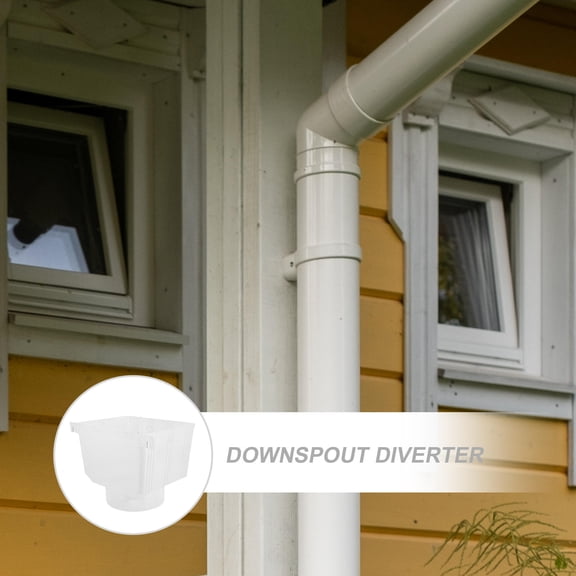 Alasum White Rainwater Collection Barrel Downspout Diverter for Gutter Water Management