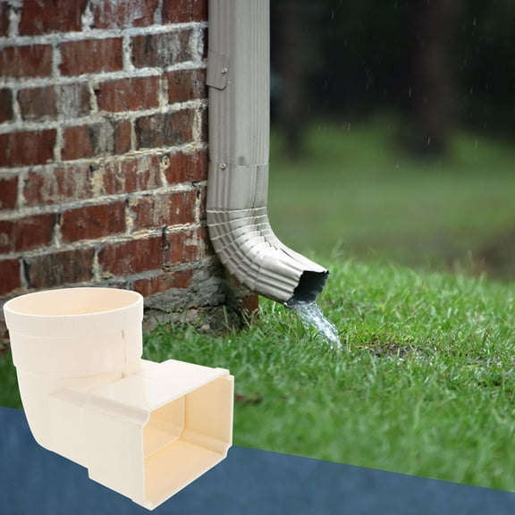 Alasum White Square PVC Downspout Elbow for Rain Gutter System with Easy Installation and Durable Design