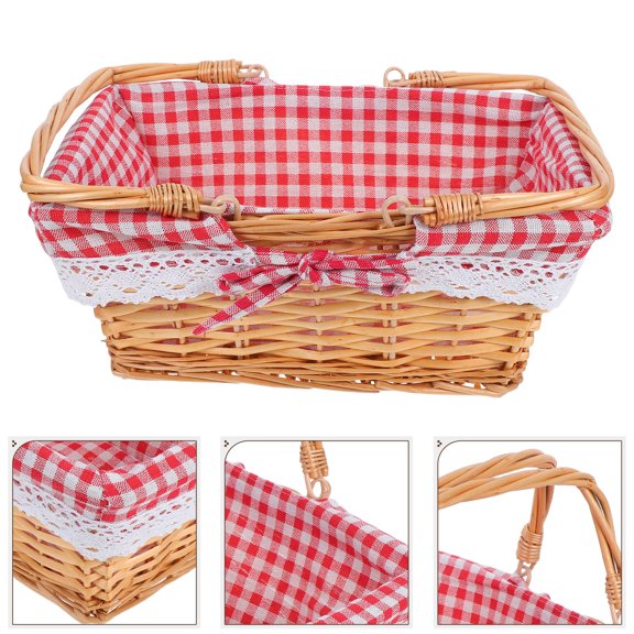 Alasum Wicker Bread Basket for Countertop Rustic Rectangular Willow Storage Bin for Kitchen Fruits and Snacks