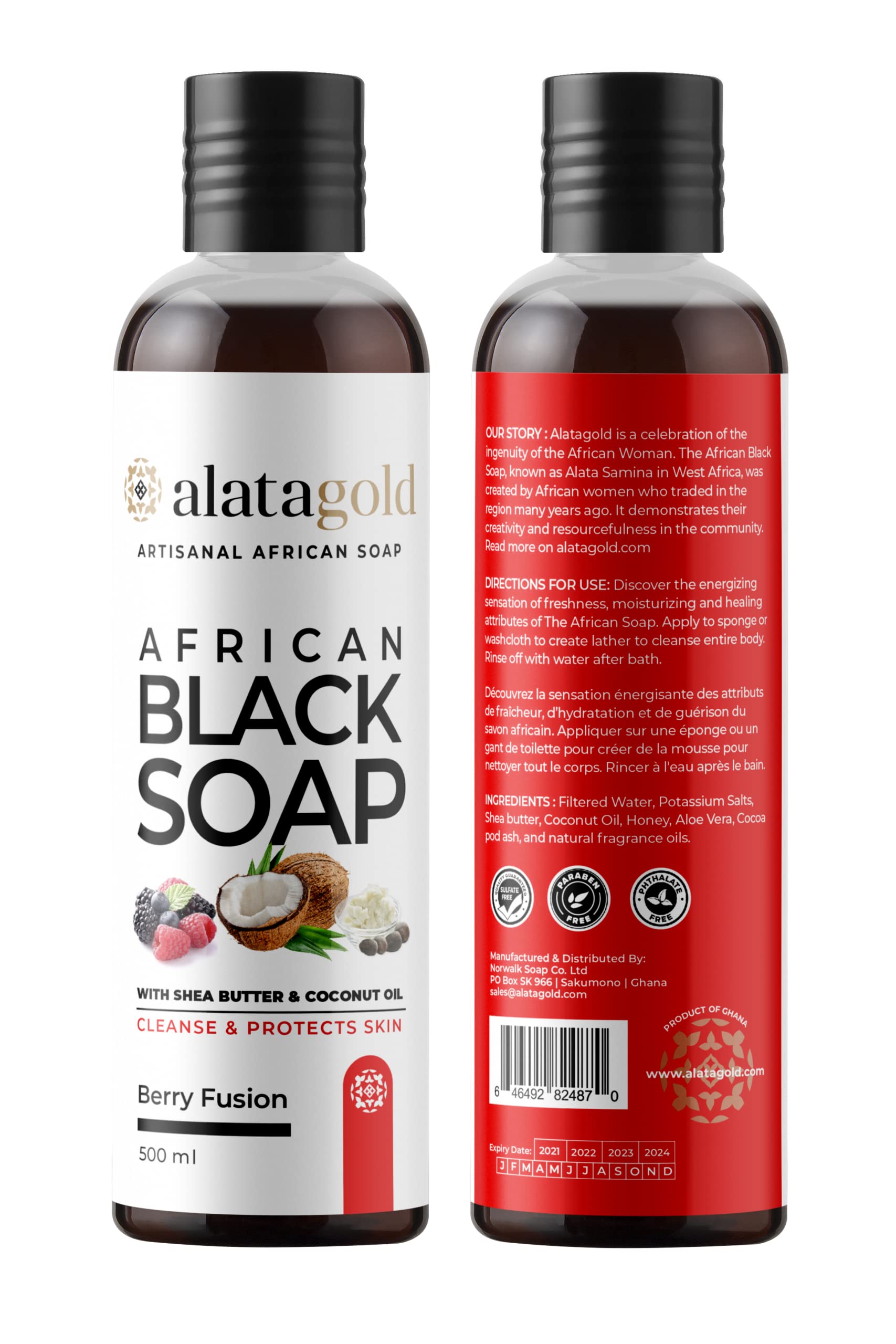 AlataGold Authentic African Black AIF4 Soap Shower Gel (16.9 Shea