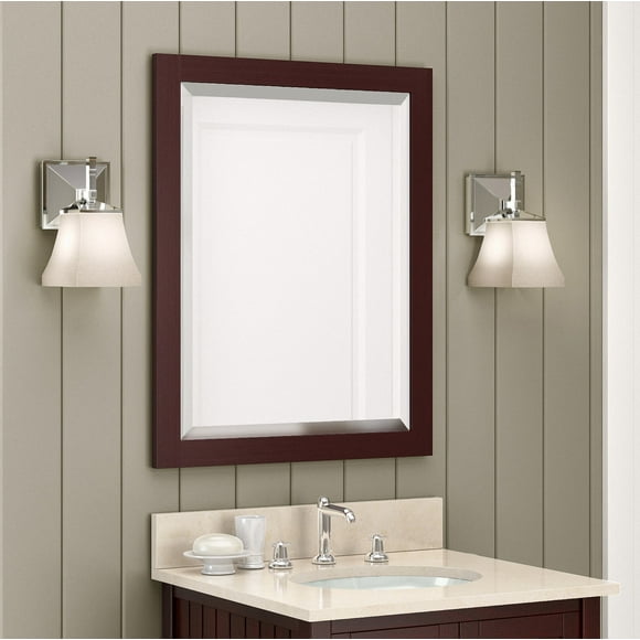 Alaterre Furniture 24" Beveled Bath Vanity Mirror, Espresso
