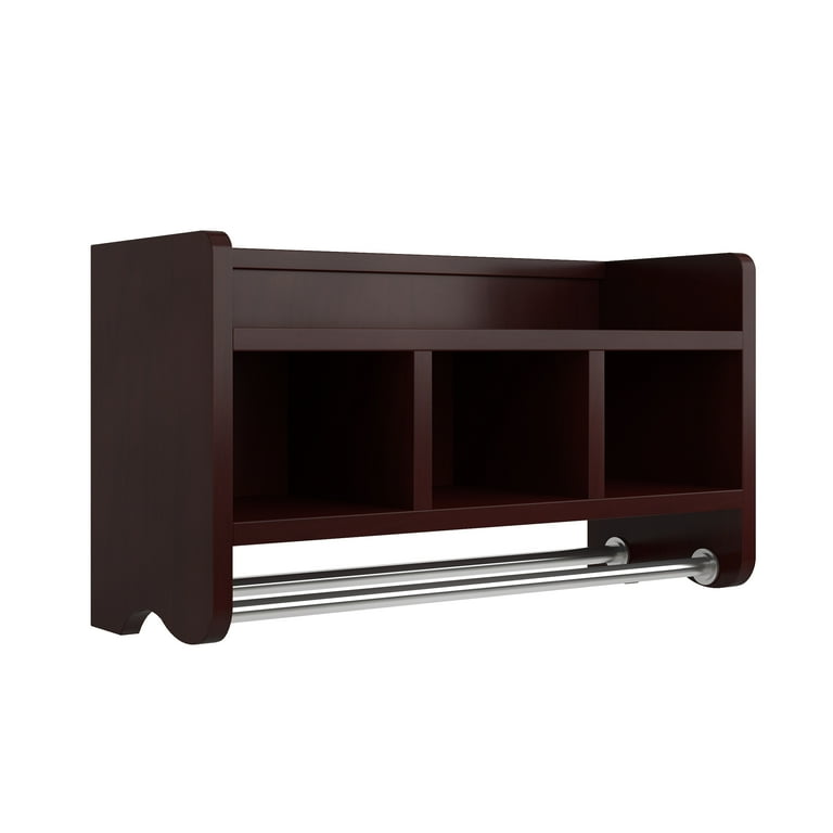 25 in. W Bath Storage Shelf with Towel Rod in Espresso 25 in. W Bath Storage Shelf with Towel Rod in Espresso