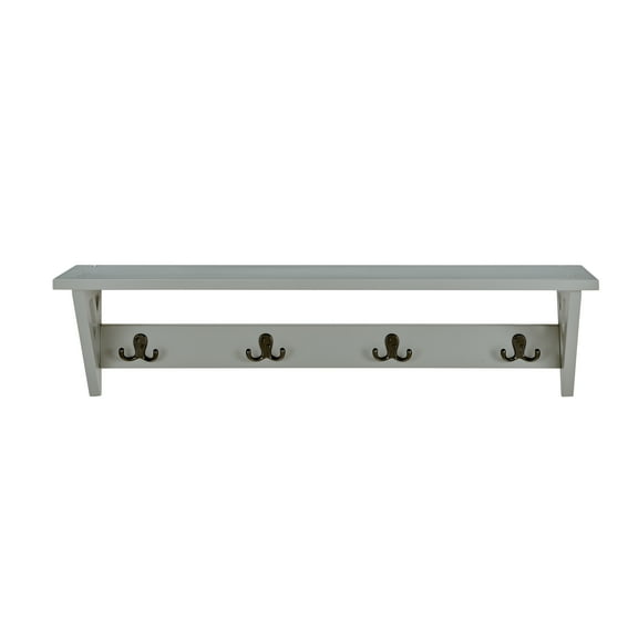 Alaterre Furniture Coventry 36 in. Gray Coat Hook & Shelf Fixture, Entryway, Mudroom & Laundry Room Home Storage