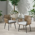 thumbnail image 1 of Alaterre Alburgh Outdoor Dining Chair - Aluminum Set of 2 - with Cushion - Black and Gray, 1 of 4