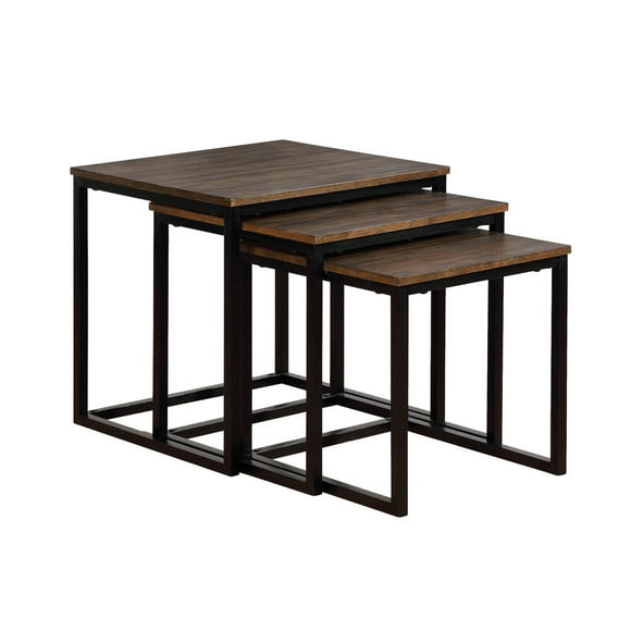 Alaterre Arcadia Acacia Wood 24" Square Nesting End Tables, Antiqued Mocha