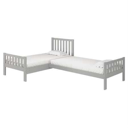 Alaterre Aurora Corner L-Shaped Twin Wood Bed Set, Dove Gray