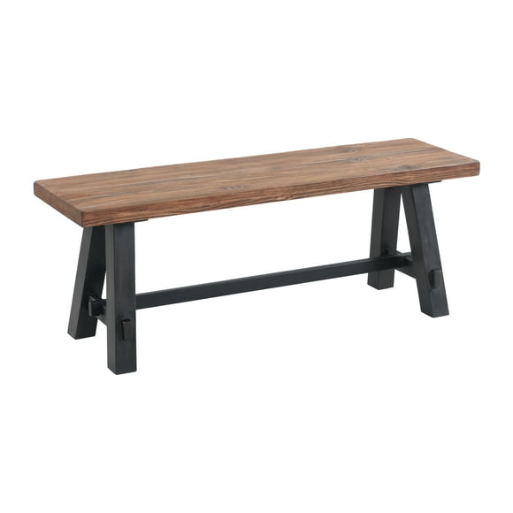 Alaterre Furniture Adam 48"L Solid Wood Entryway Bench, Rustic Industrial Style, Seating, Easy Assembly, Brown