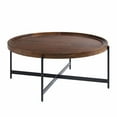 thumbnail image 1 of Alaterre Furniture Brookline Industrial Round Metal Coffee Table, Medium Chestnut/Black, 1 of 9