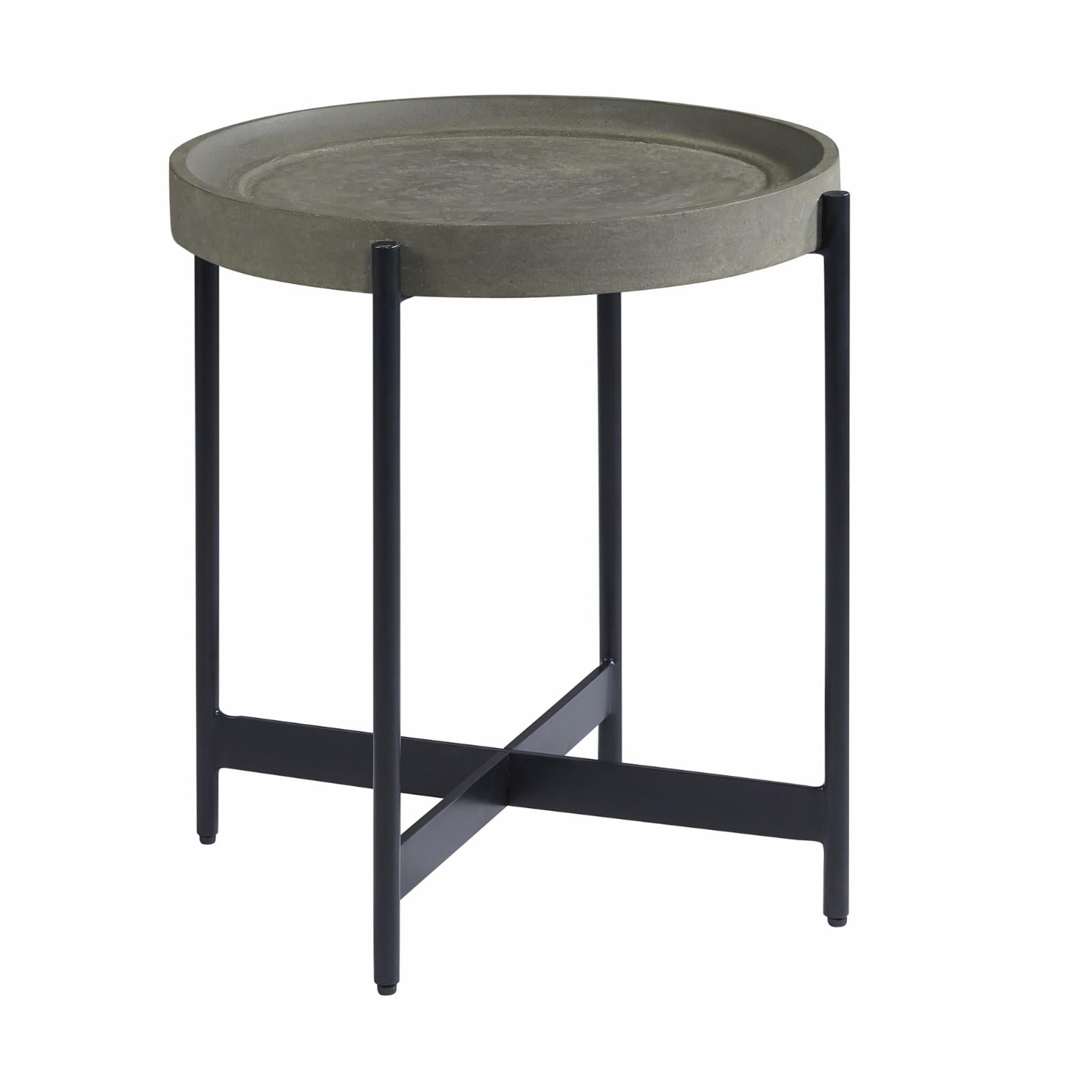 Brookline 22.5" Round Concrete-Coated Wood and Metal End Table