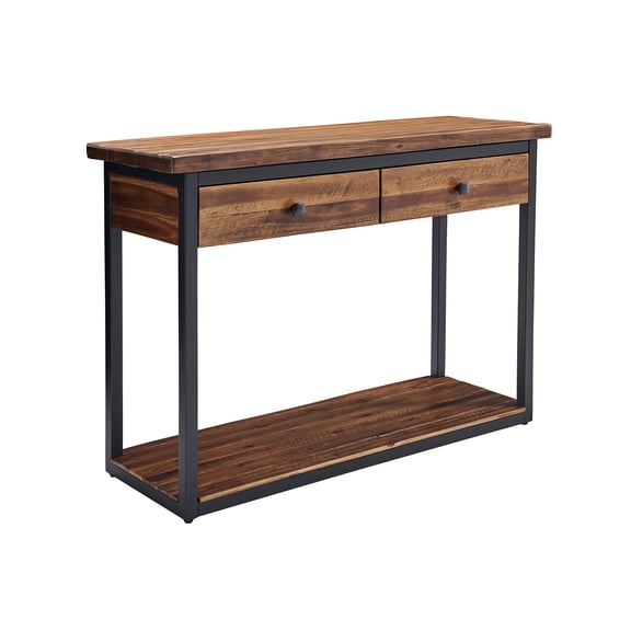 Alaterre Furniture Claremont 43"L Rustic Solid Acacia Wood Console Table with Two Drawers and Low Shelf