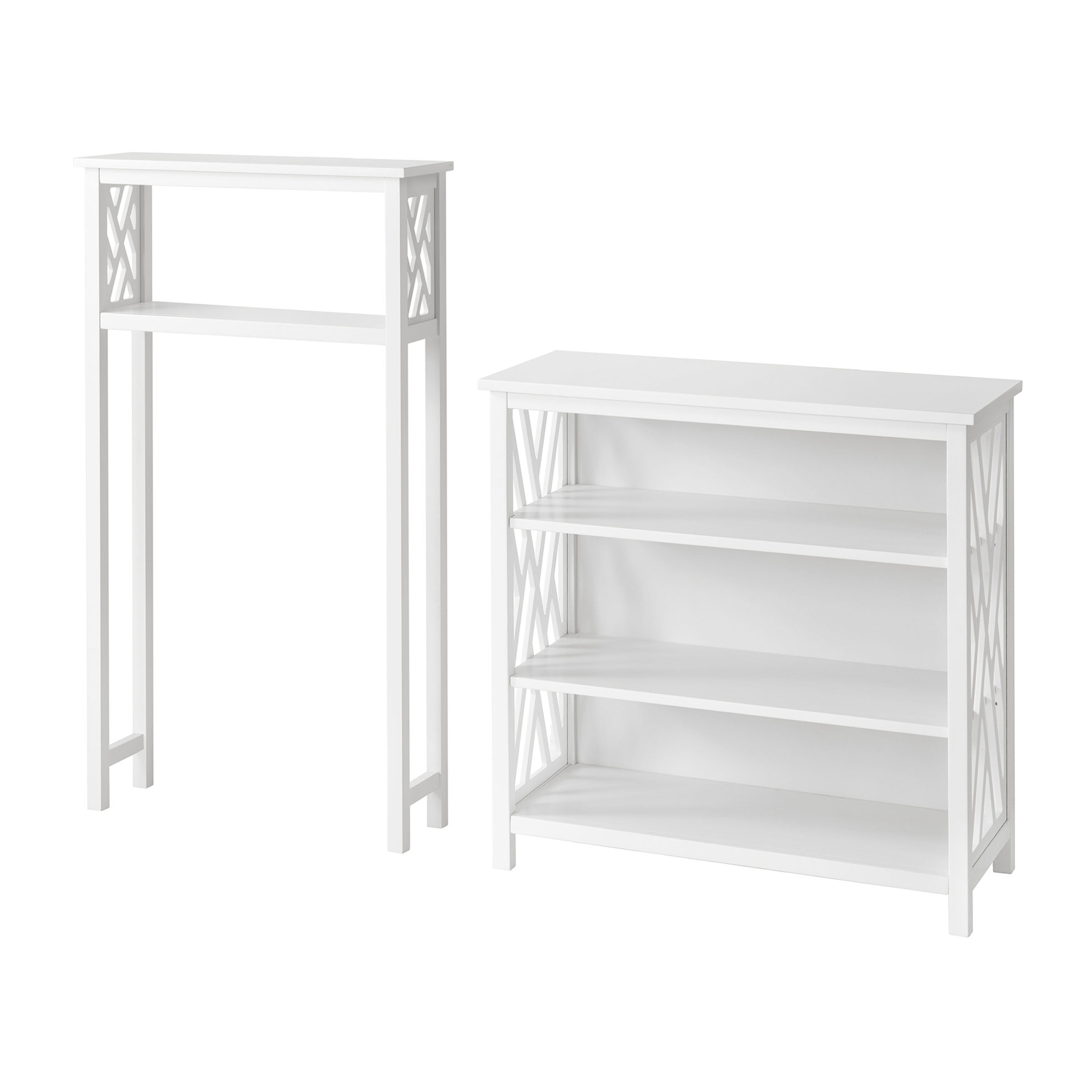 Alaterre Furniture 32x32 Adjustable Shelf Organizer and 27x48 Over The Toilet Storage Rack (White)