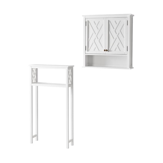 Alaterre Coventry Over Toilet Open Storage Shelf, Wall Mounted Bath Storage Cabinet with Two Doors and Open Shelf