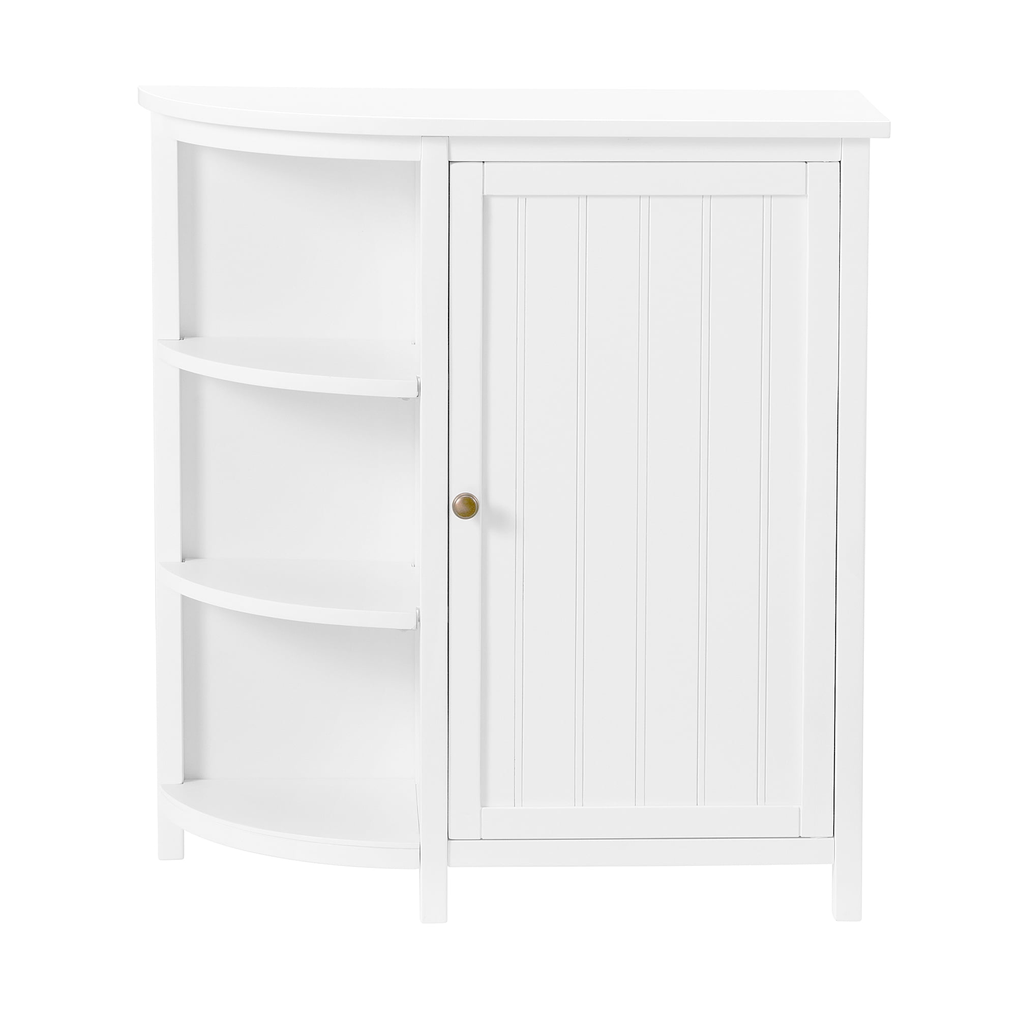 White Wood Bathroom Cabinet with Adjustable Shelving