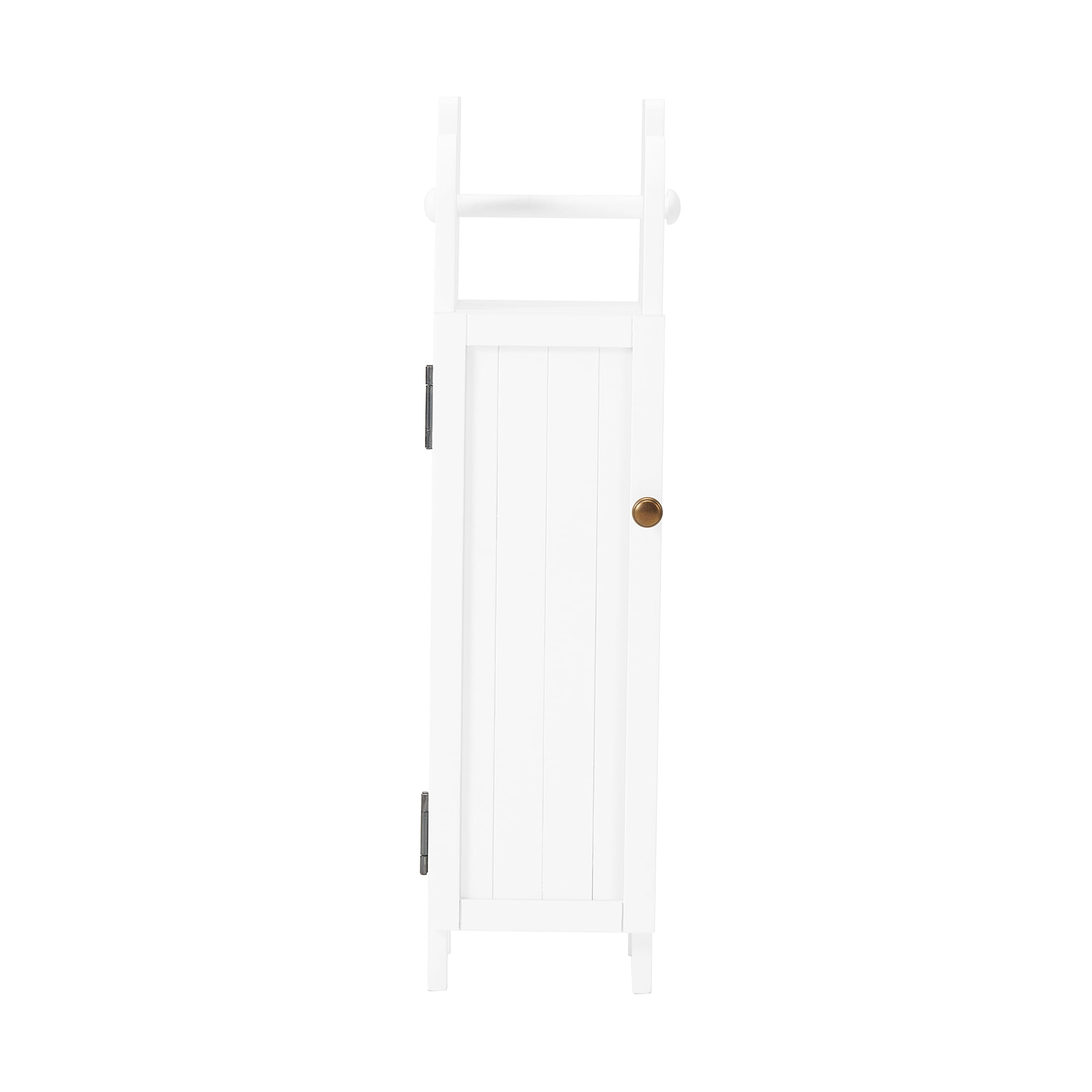 White Wood Bathroom Storage Cabinet with Toilet Paper Dispenser