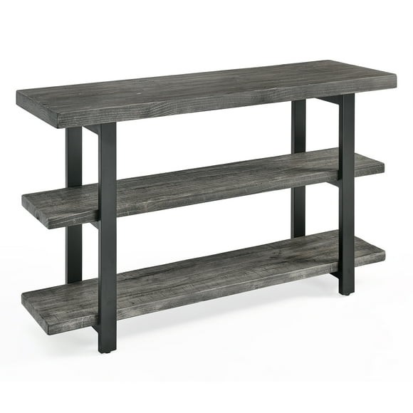 Alaterre Furniture Pomona 48" Industrial Metal and Solid Wood Media/Console Table, Living Room Furniture,  Slate Gray