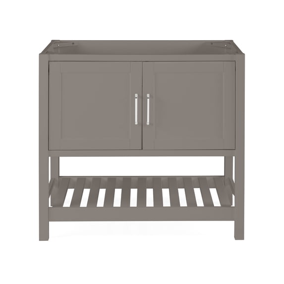 Alaterre Furniture 36in Wood Bathroom Vanity with Soft-Close Doors, Gray