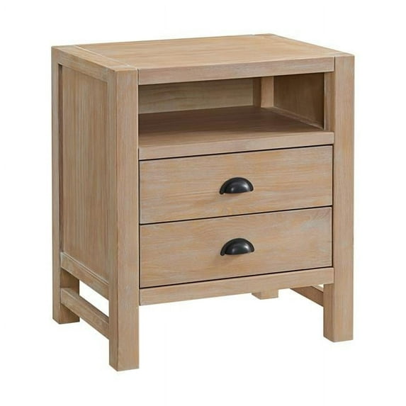 Alaterre Furniture Arden 2-Drawer Light Driftwood Pine Wood Nightstand