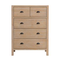 Alaterre Furniture Arden 5-Drawer Solid Acacia Hardwood Chest Dresser, with Full-Extension Metal Glides and Whisper-Close System