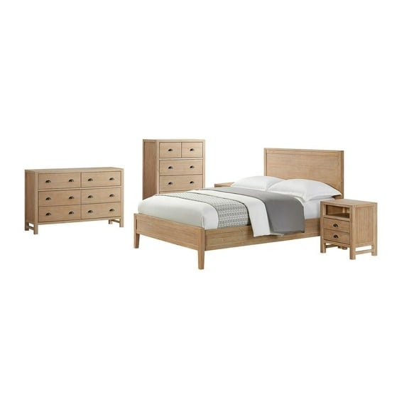 Alaterre Furniture Arden 5-Piece Wood Bedroom Set with Queen Bed, Two 2-Drawer Nightstand, 5-Drawer Chest, 6-Drawer Dresser