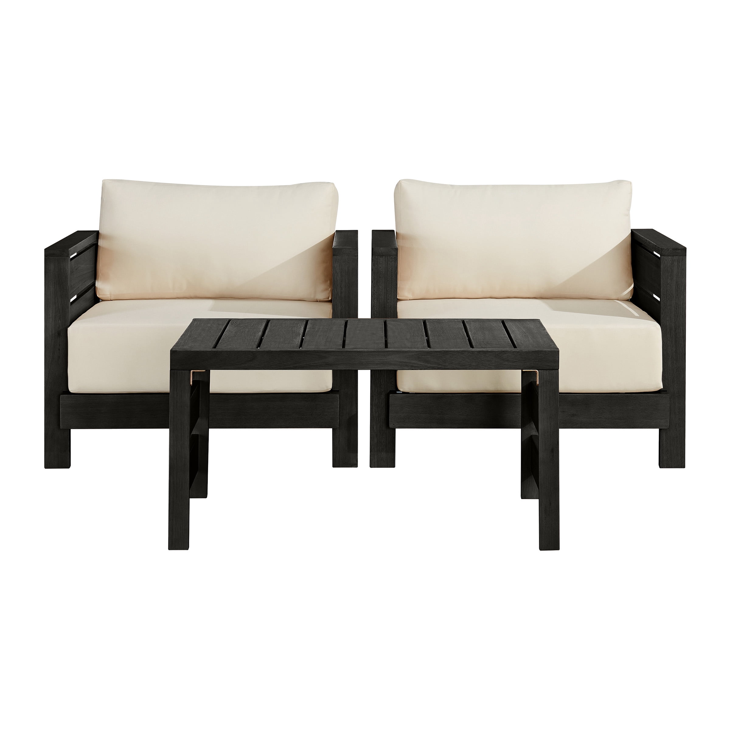 Alaterre Furniture Barton 3 Piece Patio Furniture Set with Table and Chairs (Black)