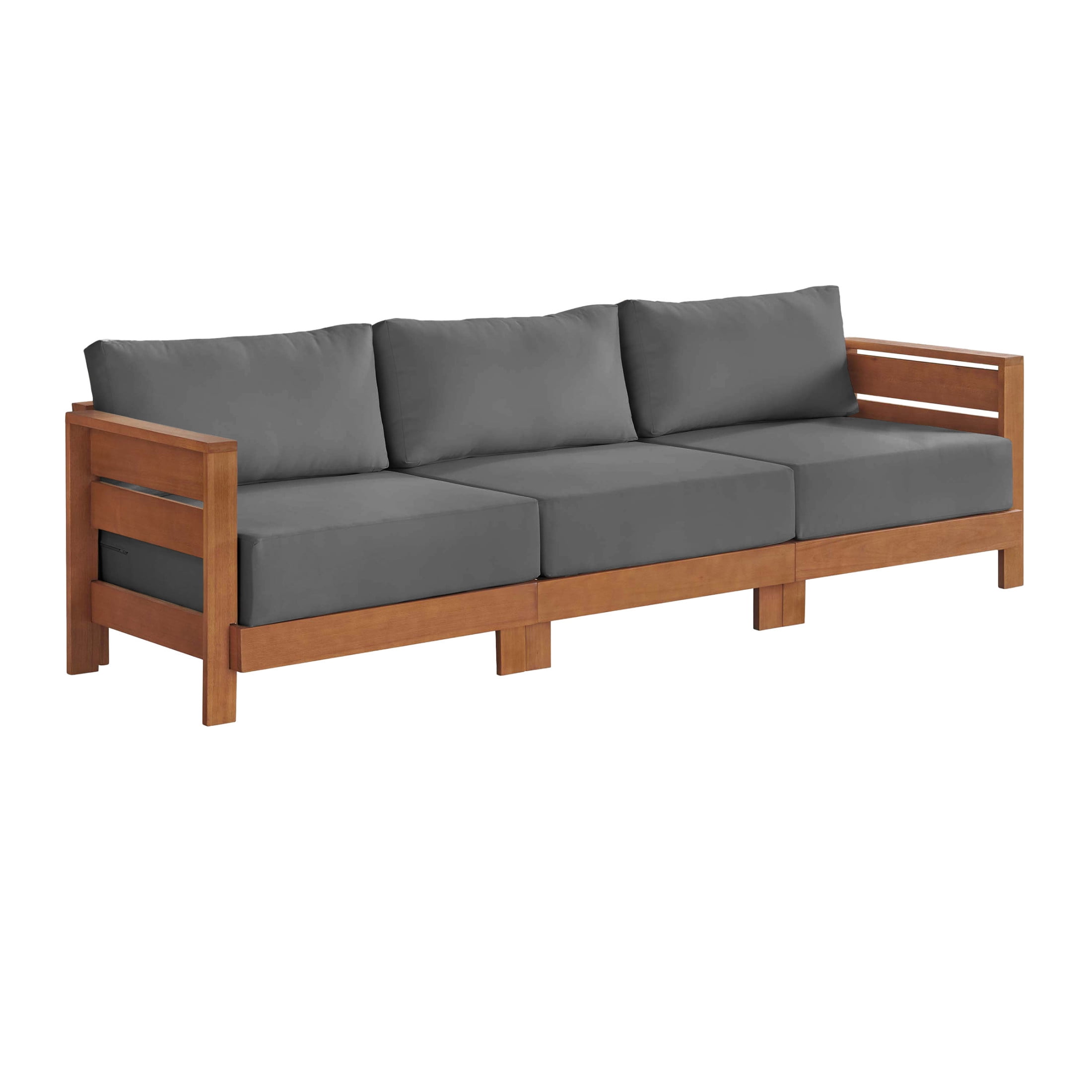 Alaterre Furniture Barton 3-Seat Patio Sofa - Eucalyptus Wood Outdoor Couch (Natural)
