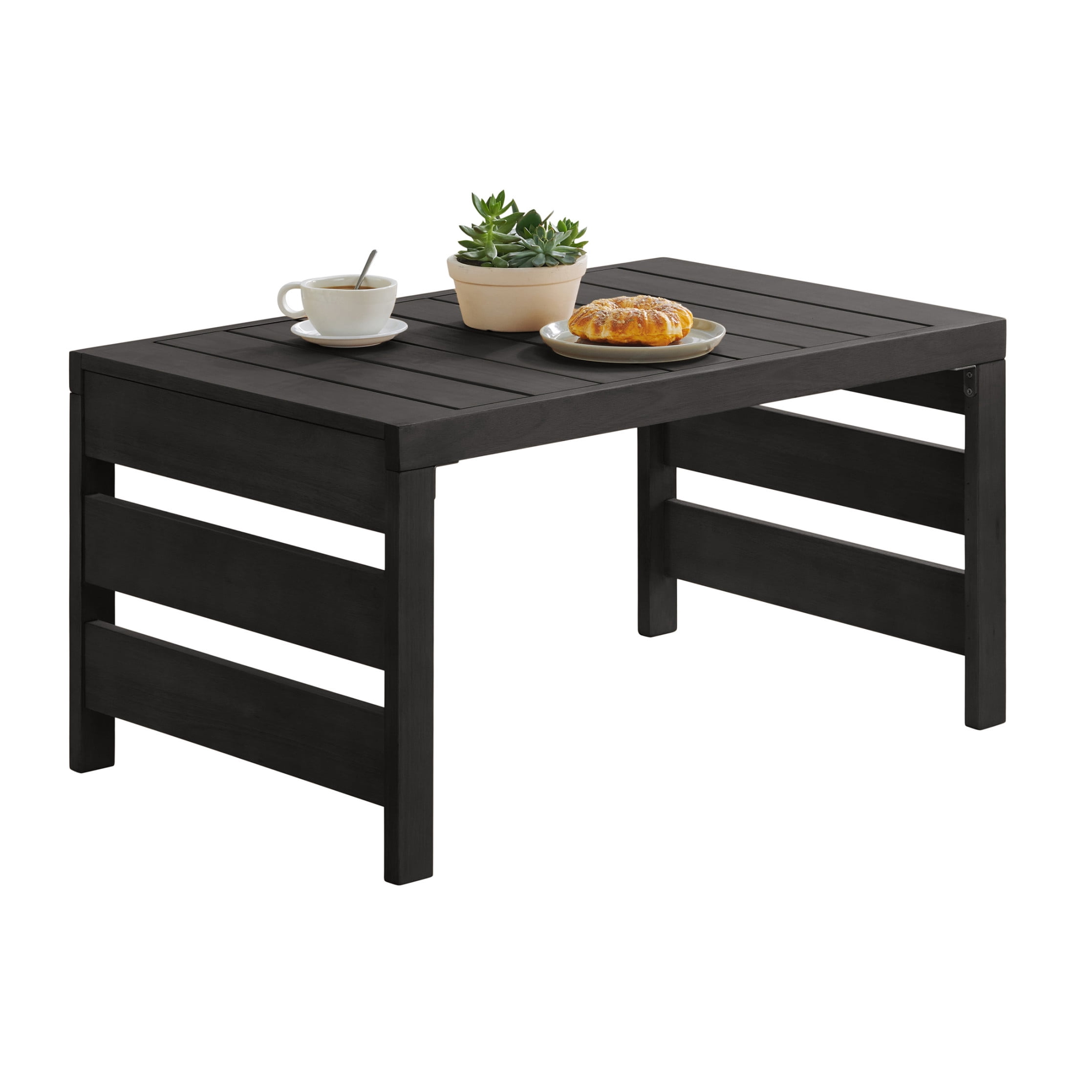 Alaterre Furniture Barton 37” Outdoor Coffee Table - Eucalyptus Wood Table (Black)