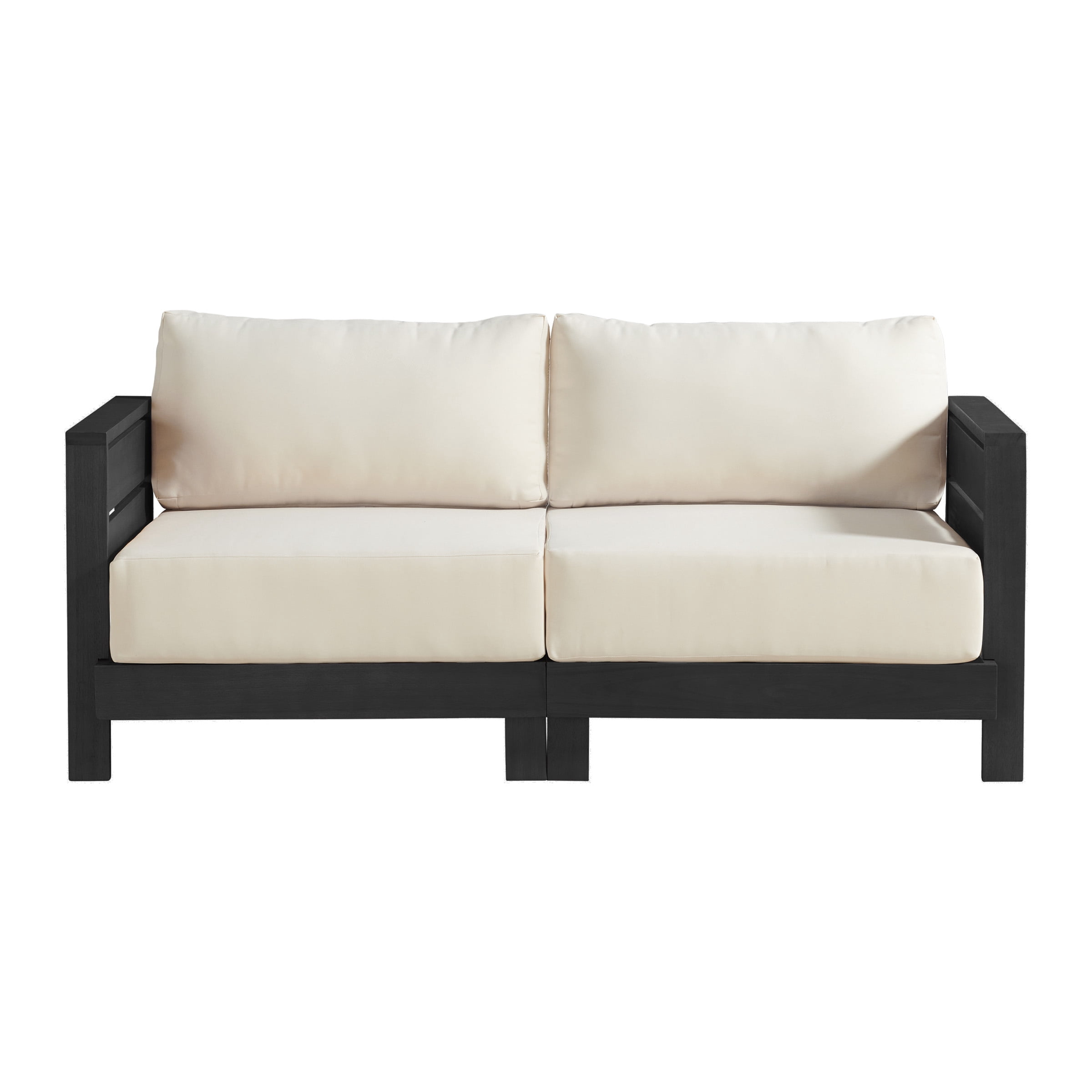 Alaterre Furniture Barton Outdoor Patio Loveseat - Eucalyptus Wood Loveseat (Black)