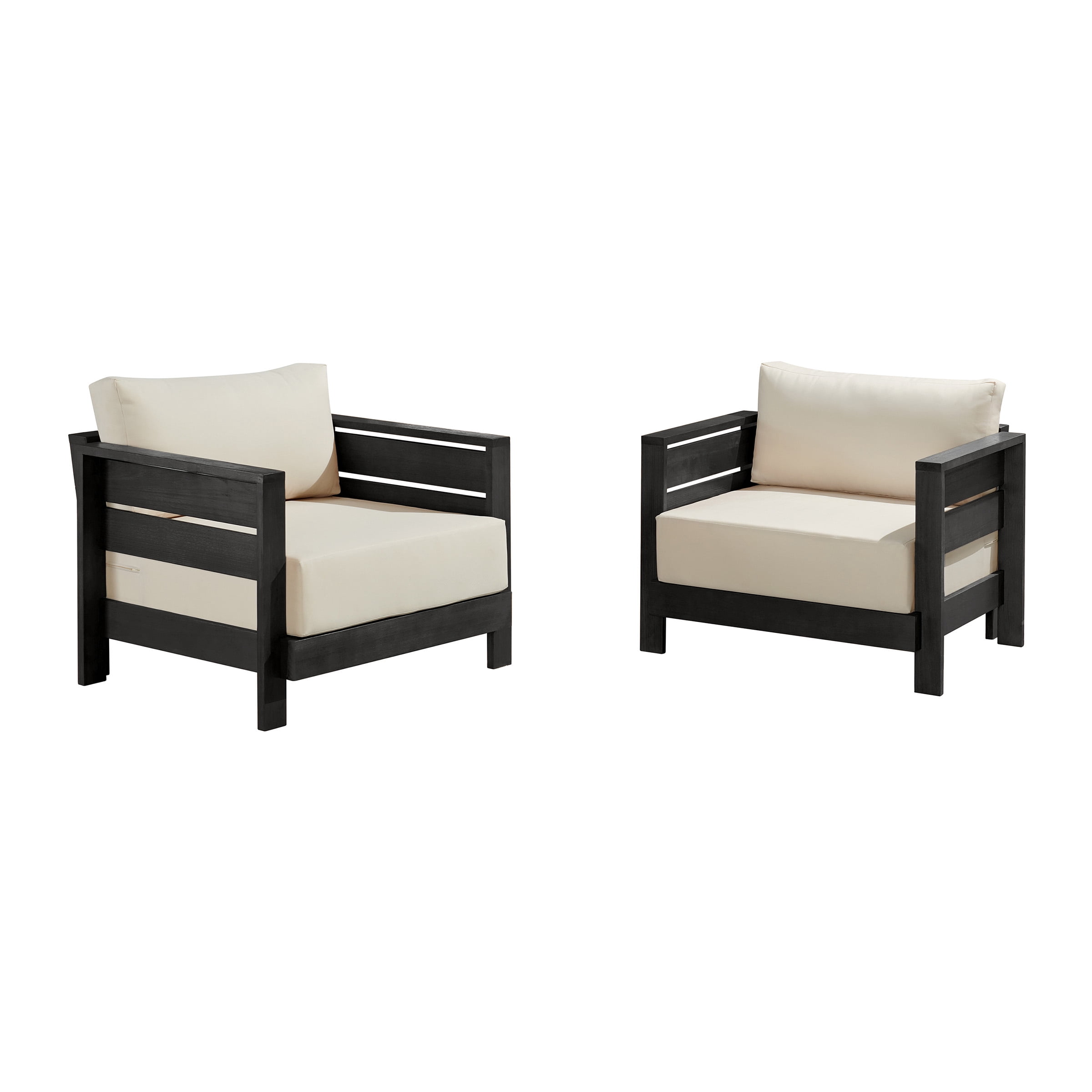 Alaterre Furniture Barton Weather-Resistant Wood Outdoor Patio Chairs Set of 2 (Black)