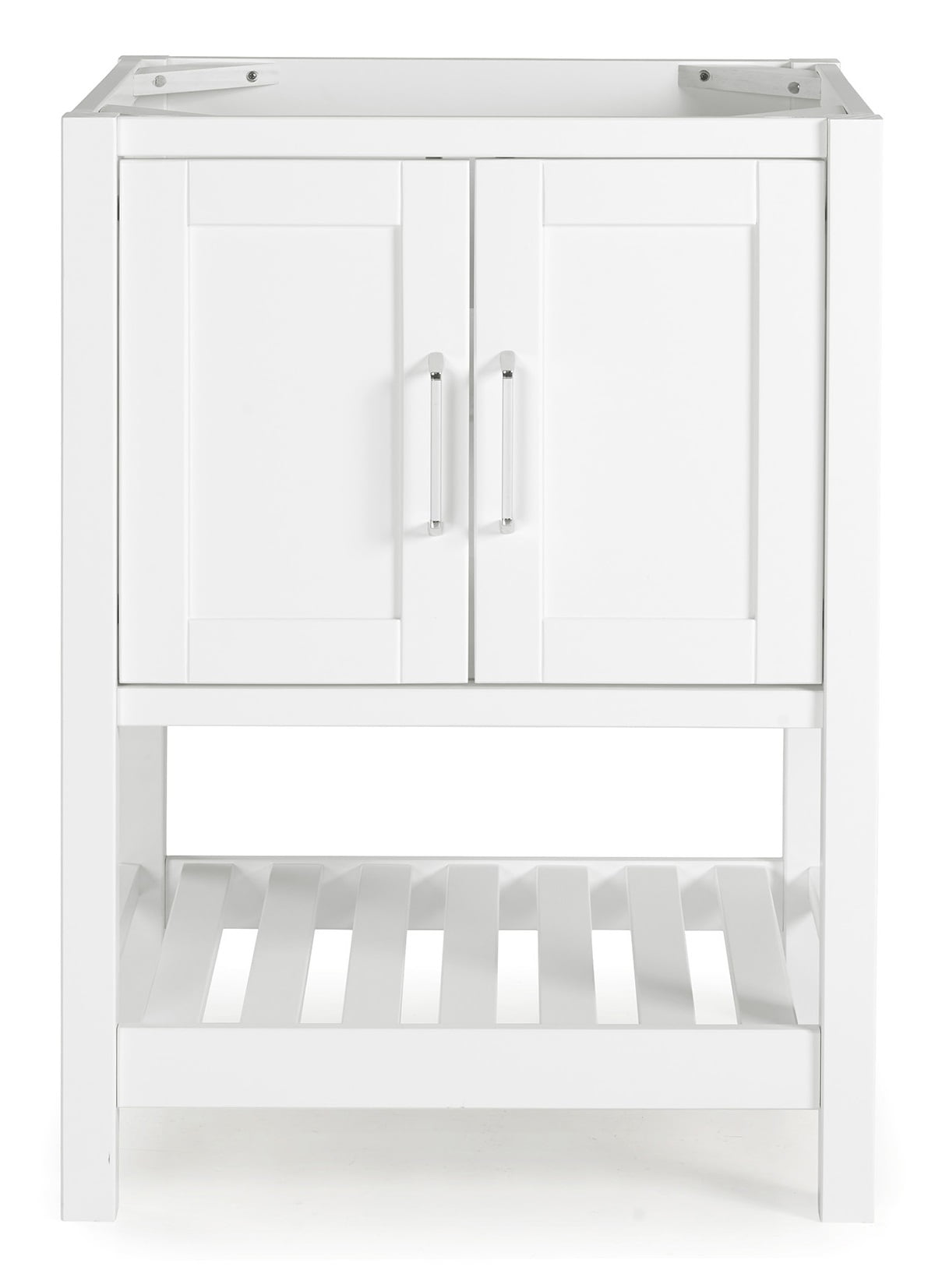 Bennet 24" White Pine Wood Modern Shaker Vanity Cabinet with Open Shelf