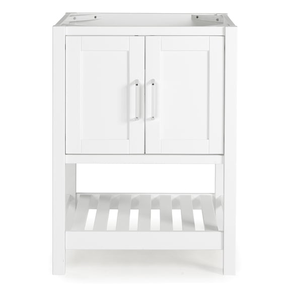 Alaterre Furniture 24in Wood Bathroom Vanity with Soft-Close Doors, White