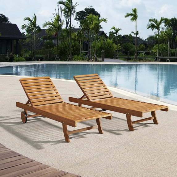 Alaterre Furniture Caspian Eucalyptus Wood Outdoor Lounge Chair/Set of 2