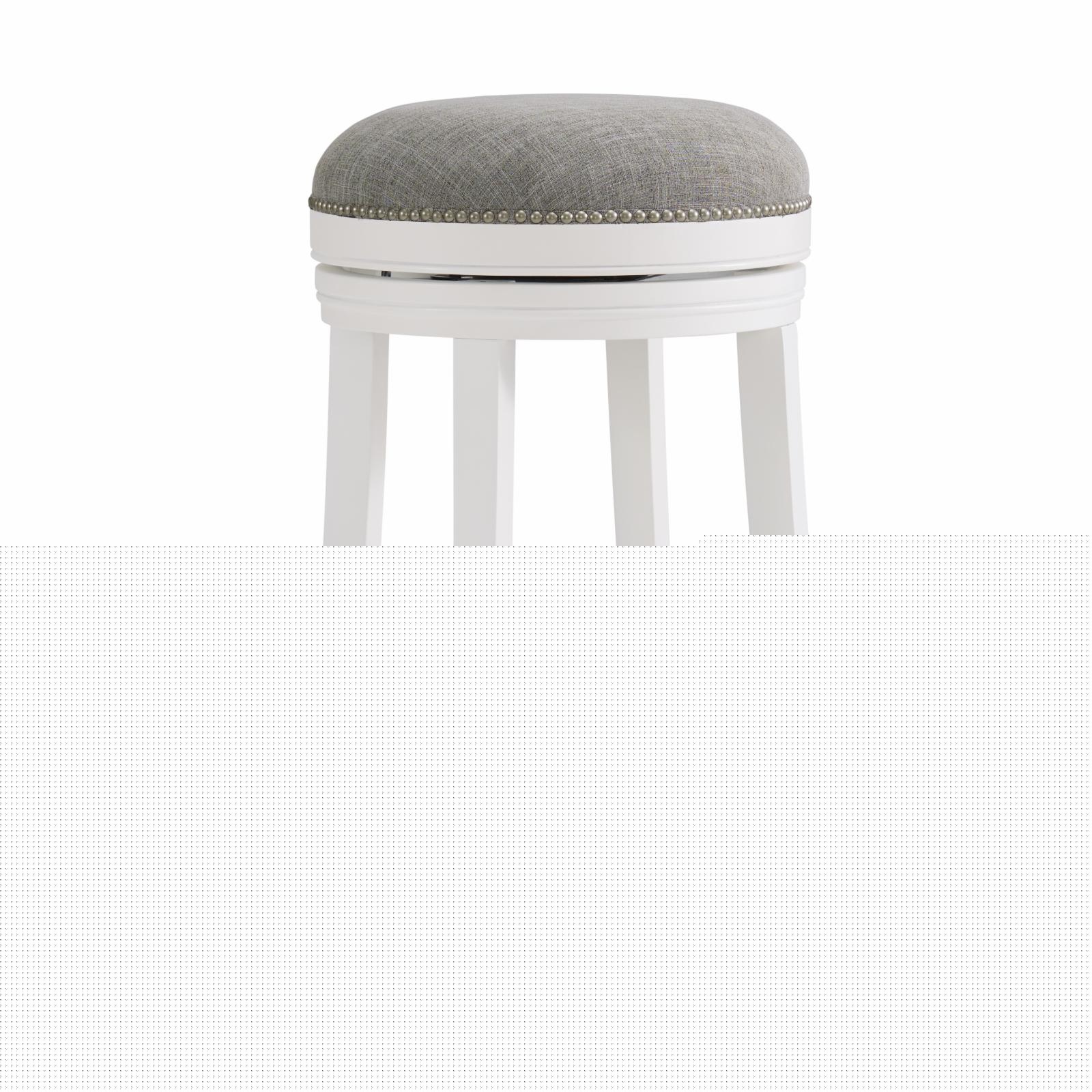 Alaterre Furniture Clara Swivel Backless Bar Height Wood Stool, White