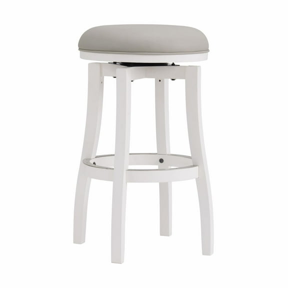 Alaterre Furniture Ellie Backless Bar Height Wood Stool, White
