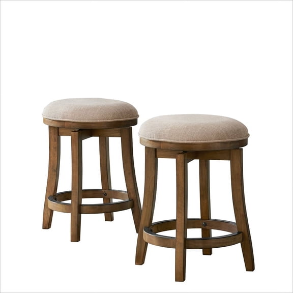Alaterre Furniture Ellie Backless Counter Height Wood Stool - Brown - Set of 2