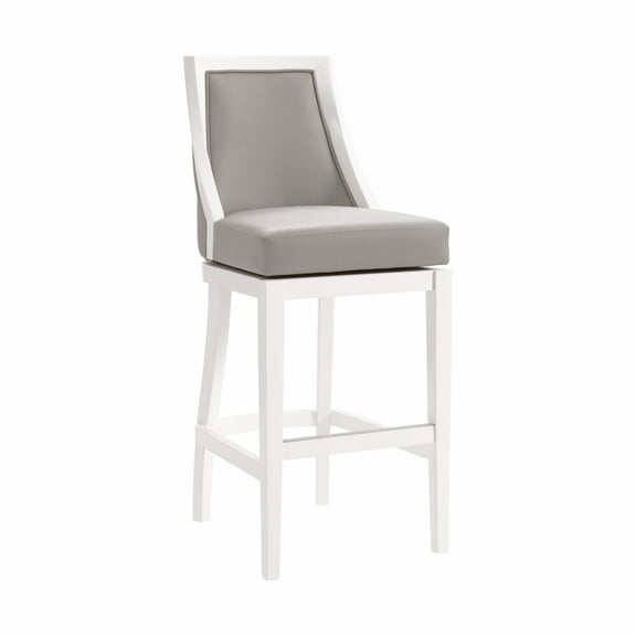 Alaterre Furniture Ellie Bar Height Wood Stool with High Back, White