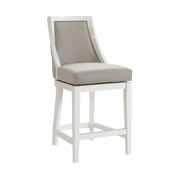 Alaterre Furniture Ellie Counter Height Wood Stool with High Back, White