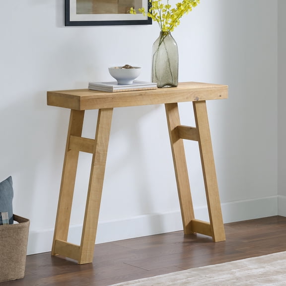 Alaterre Furniture Lawas Solid Wood Console Table - 36" Small Entryway Table, Light Oak