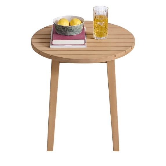 Alaterre Furniture Lusso Outdoor Side Table - Eucalyptus Wood Round Outdoor Table