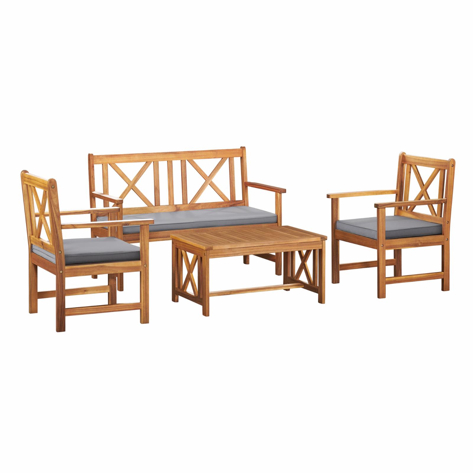 Alaterre Furniture Manchester Acacia Outdoor Wood 4-Piece Conversation Set, Natural Sansujyuku sansujyuku.com