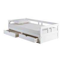 Alaterre Furniture Melody Twin to King Daybed with Pop Up Trundle Bed for Guest Rooms (White)