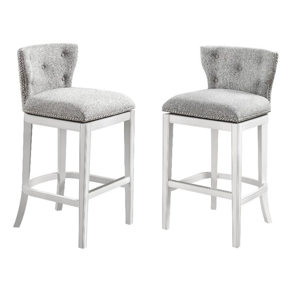 Miranda White Wood Swivel Bar Height Bar Stools - Set of 2