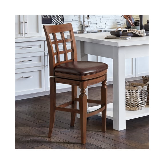 Alaterre Furniture Napa Bar Height Wood Stool with High Back, Mahogany