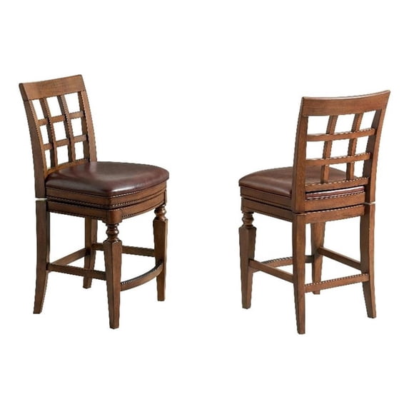 Alaterre Furniture Napa Counter Height Stool with Back - Set of 2 - Mahogany