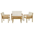 thumbnail image 1 of Alaterre Furniture Okemo Weather-Resistant Acacia Wood Outdoor 4pc Patio Furniture With A 2 Seater Couch, Two Dining Chairs And A Rectangular Side Table, Natural Wood with Cushions, 1 of 5