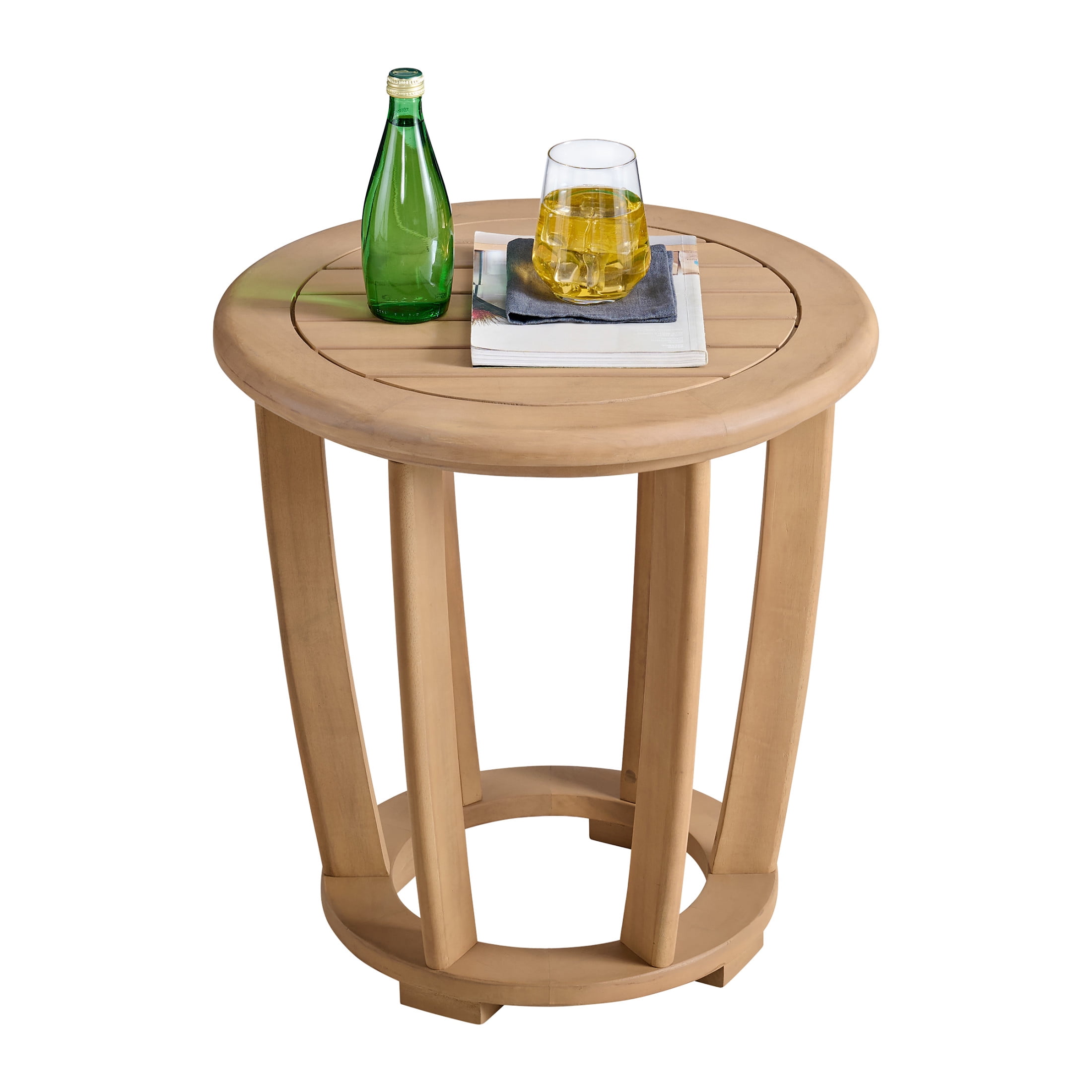 Alaterre Furniture Orris Outdoor Side Table - Eucalyptus Wood Round Outdoor Table